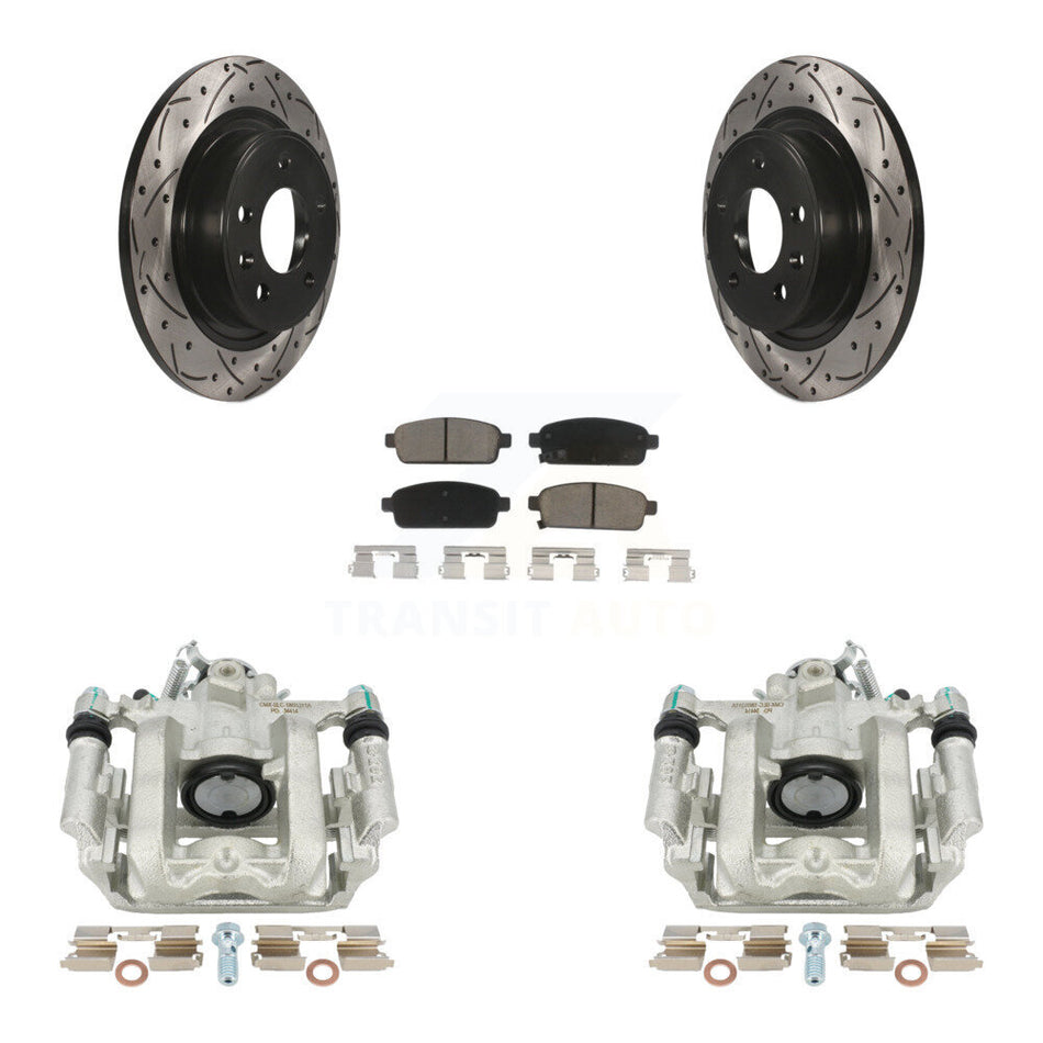 Rear Disc Brake Coated Caliper Drilled Slotted Rotors And Ceramic Pads Kit For Chevrolet Cruze Volt Cadillac ELR KCD-100447C