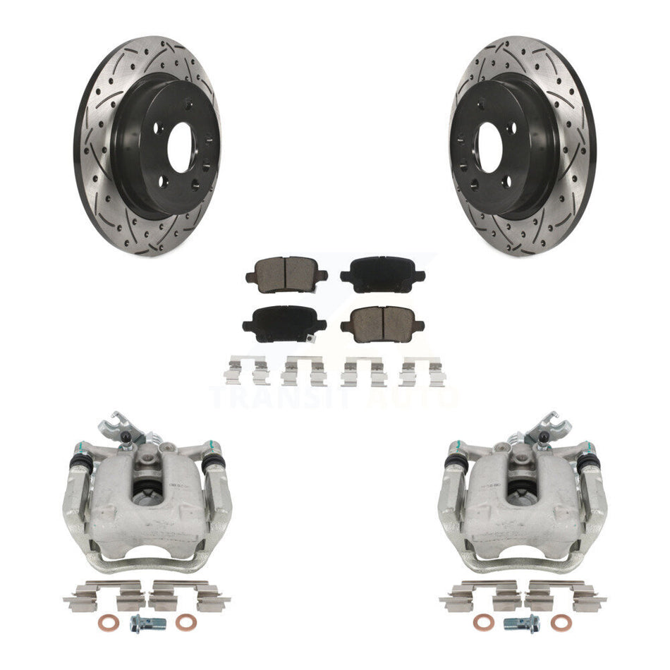 Rear Disc Brake Coated Caliper Drilled Slotted Rotors And Ceramic Pads Kit For 2016 Chevrolet Cruze With 268mm Diameter Rotor KCD-100448C