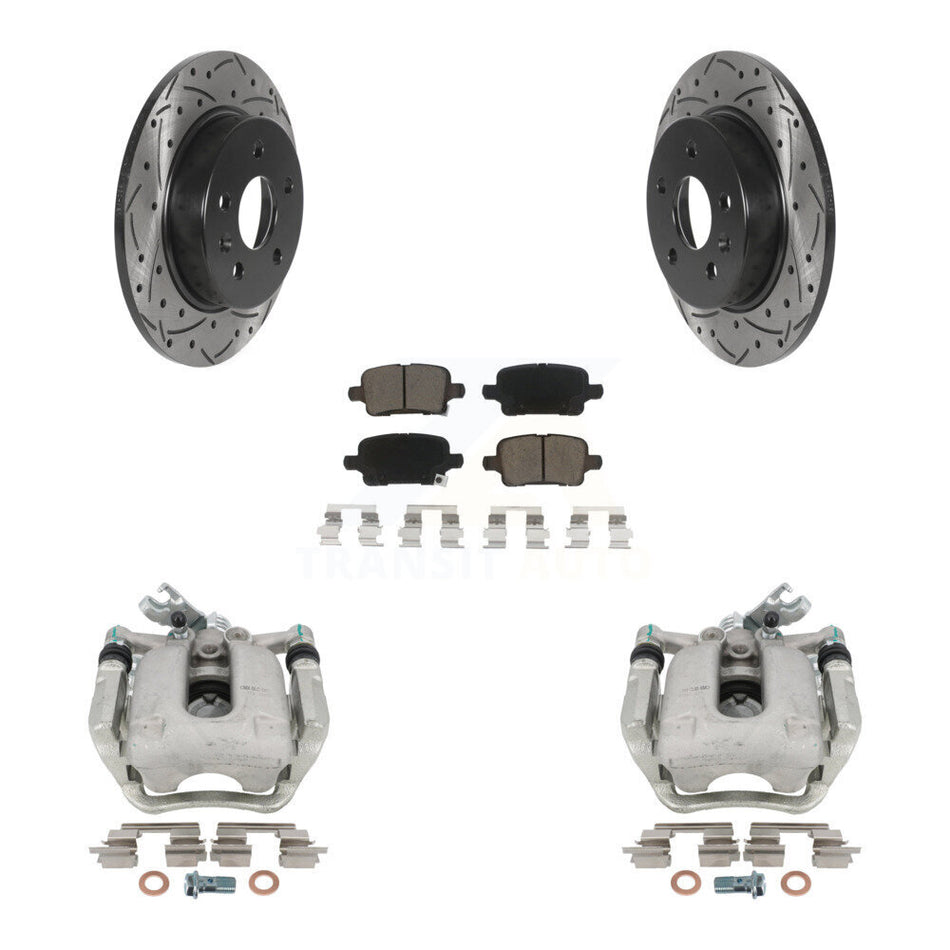 Rear Disc Brake Coated Caliper Drilled Slotted Rotors And Ceramic Pads Kit For Chevrolet Cruze KCD-100449C