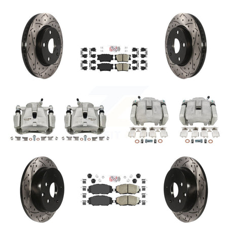 Front Rear Brake Coated Caliper Drill Slot Rotors Ceramic Pad Kit (10Pc) For Toyota RAV4 KCD-100449N