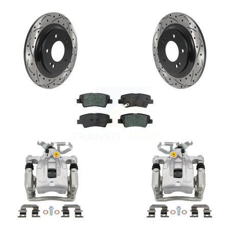 Rear Brake Caliper Drill Slotted Rotors Semi-Metallic Pad Kit For Hyundai Ioniq Kia Niro KCD-100452S