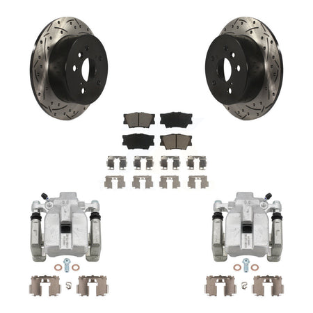 Rear Brake Caliper Drill Slot Rotors Ceramic Pad Kit For Toyota Camry Lexus ES350 Avalon KCD-100453C