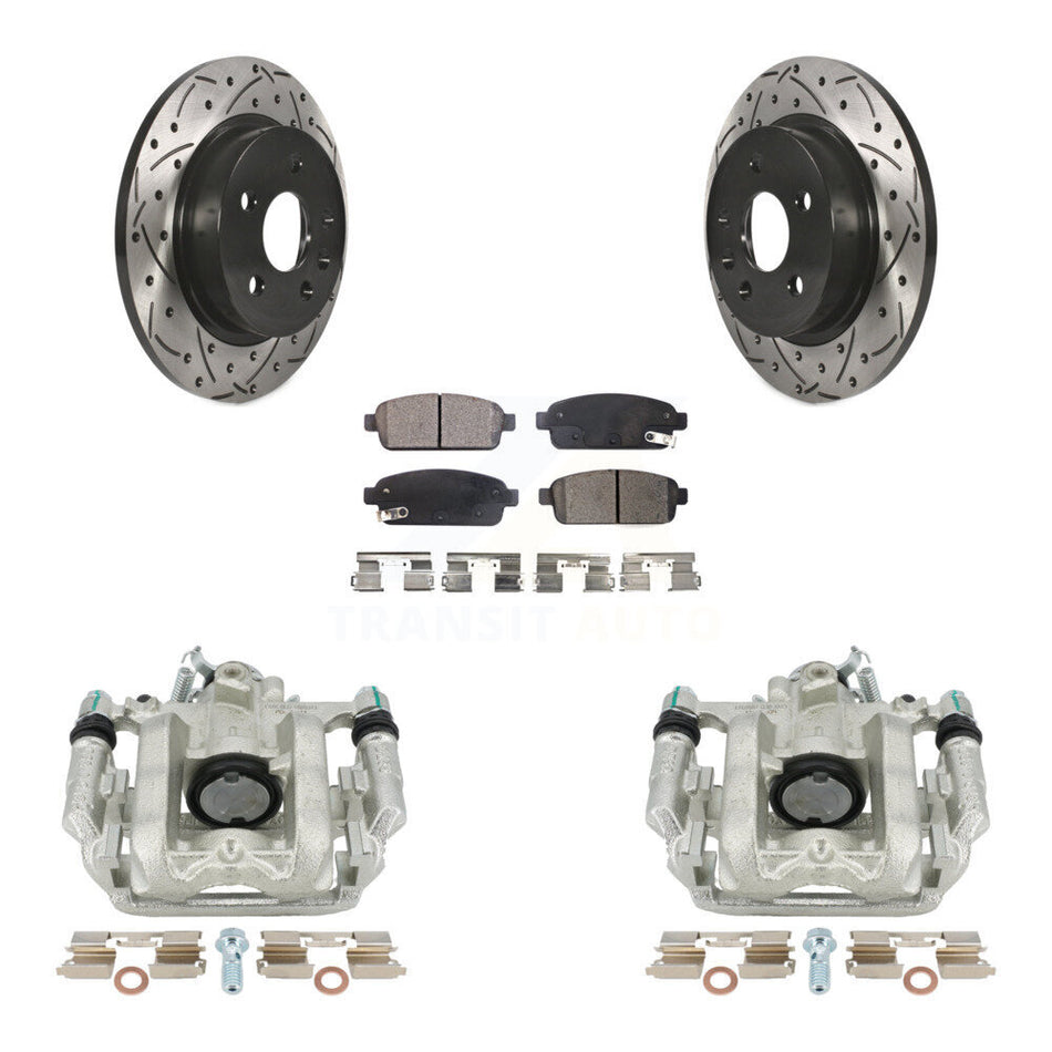 Rear Disc Brake Coated Caliper Drilled Slotted Rotors And Ceramic Pads Kit For Chevrolet Cruze Limited KCD-100454T