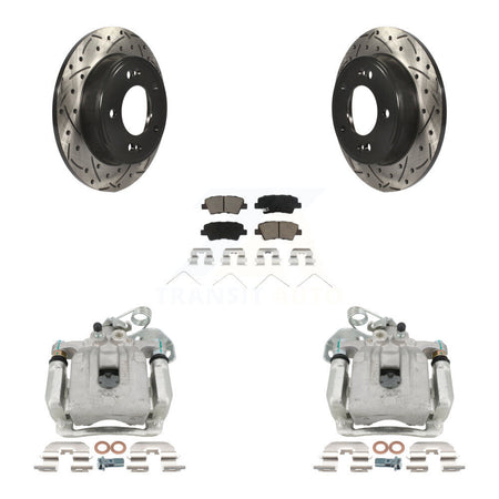 Rear Brake Caliper Drilled Slot Rotor Ceramic Pad Kit For 2017-2020 Hyundai Elantra 2.0L KCD-100455C