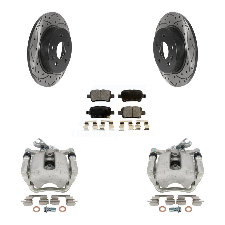 Rear Disc Brake Coated Caliper Drilled Slotted Rotors And Semi-Metallic Pads Kit For Chevrolet Cruze KCD-100455P
