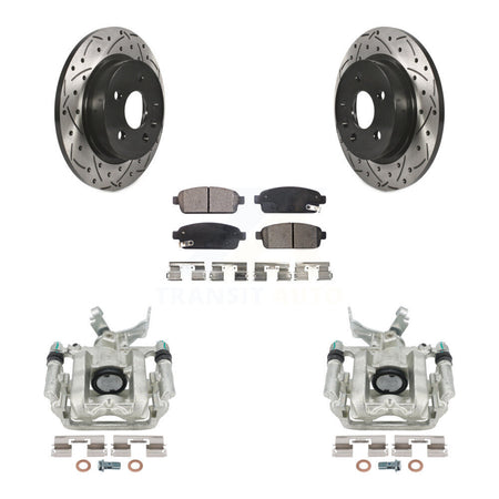 Rear Disc Brake Coated Caliper Drilled Slotted Rotors And Ceramic Pads Kit For Chevrolet Buick Encore Sonic Trax KCD-100456T by Transit Auto