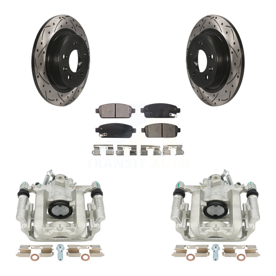 Rear Disc Brake Coated Caliper Drilled Slotted Rotors And Ceramic Pads Kit For Chevrolet Cruze Volt Cadillac ELR KCD-100457T