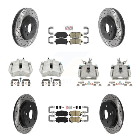 Front Rear Brake Caliper Drill Slotted Rotor Ceramic Pad Kit (10Pc) For Chevrolet Malibu KCD-100458N