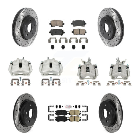 Front Rear Brake Caliper Drill Slotted Rotor Ceramic Pad Kit (10Pc) For Chevrolet Malibu KCD-100459N