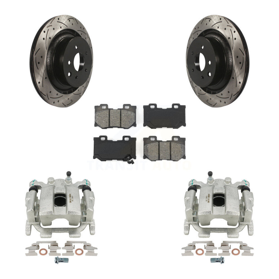 Rear Disc Brake Coated Caliper Drilled Slotted Rotors And Semi-Metallic Pads Kit For INFINITI G37 Nissan 370Z KCD-100459S