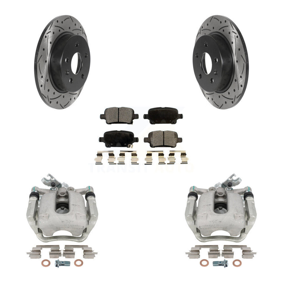 Rear Disc Brake Coated Caliper Drilled Slotted Rotors And Ceramic Pads Kit For Chevrolet Cruze KCD-100459T