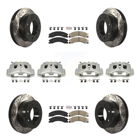 Front Rear Brake Caliper Drill Slot Rotors Ceramic Pad Kit (10Pc) For GMC Chevrolet 2500 KCD-100460N