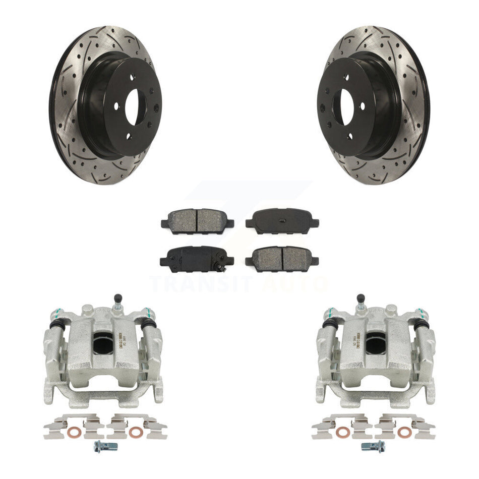 Rear Disc Brake Coated Caliper Drilled Slotted Rotors And Semi-Metallic Pads Kit For INFINITI G37 Nissan 370Z G25 Q40 M35 M45 KCD-100460S