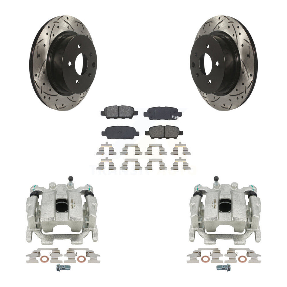 Rear Disc Brake Coated Caliper Drilled Slotted Rotors And Semi-Metallic Pads Kit For INFINITI G37 Nissan 370Z G25 Q40 M35 M45 KCD-100460S