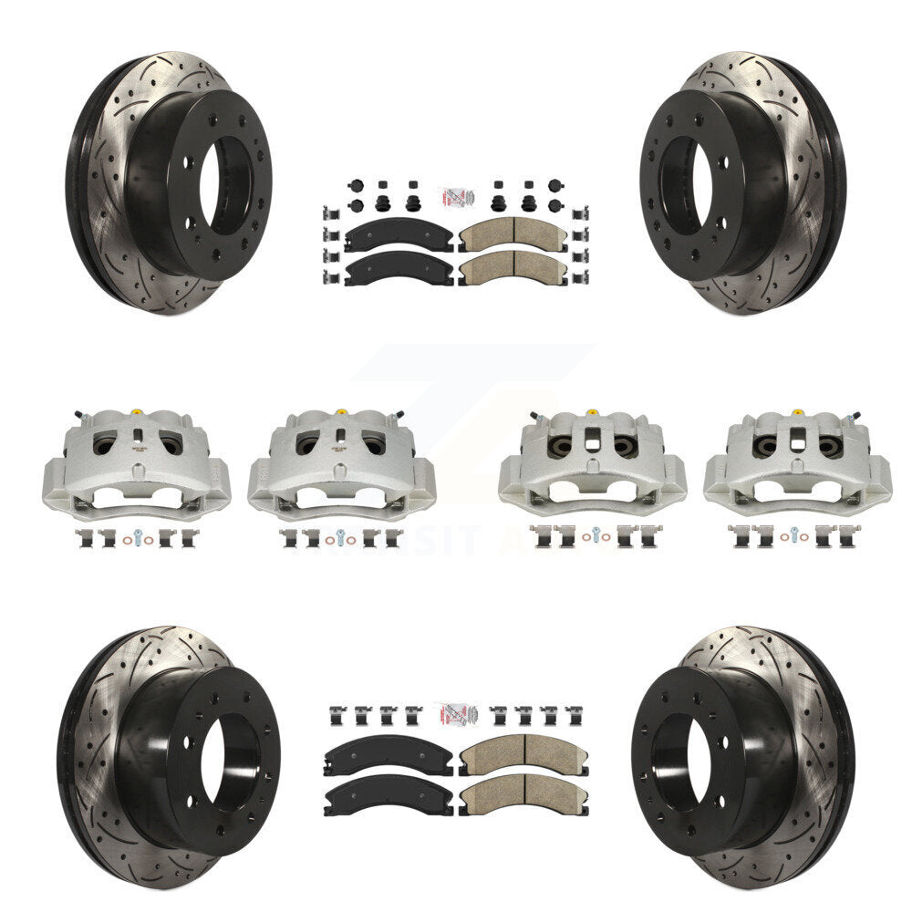 Front Rear Brake Caliper Drill Slot Rotors Ceramic Pad Kit (10Pc) For GMC Chevrolet 2500 KCD-100462N