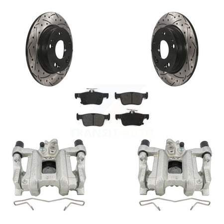Rear Disc Brake Coated Caliper Drill Slotted Rotor Semi-Metallic Pad Kit For Honda Civic KCD-100462S
