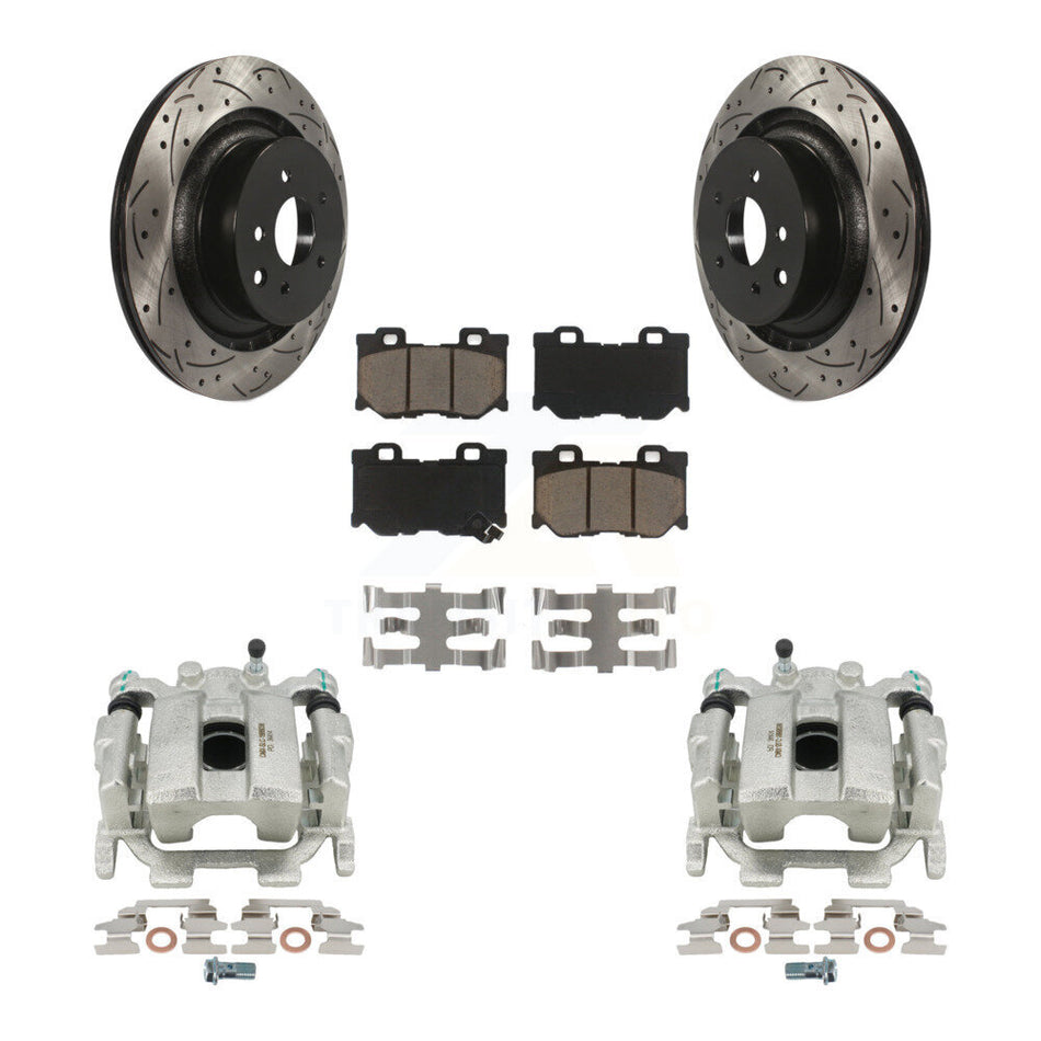 Rear Disc Brake Coated Caliper Drilled Slotted Rotors And Ceramic Pads Kit For INFINITI G37 Nissan 370Z KCD-100463C