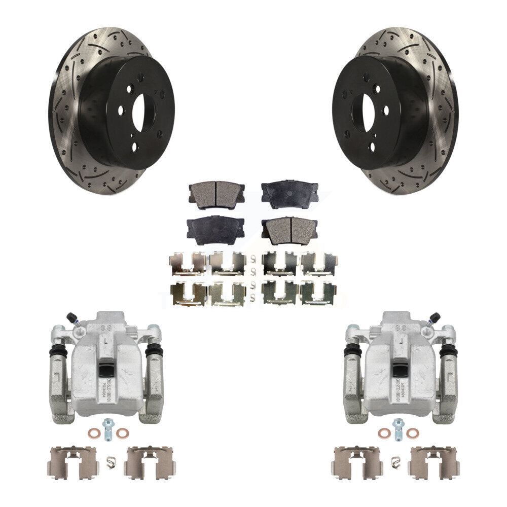 Rear Brake Caliper Drill Slot Rotors Ceramic Pad Kit For Toyota Camry Lexus ES350 Avalon KCD-100463T