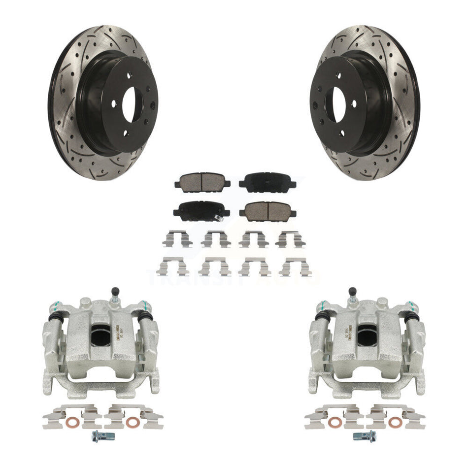 Rear Disc Brake Coated Caliper Drilled Slotted Rotors And Ceramic Pads Kit For INFINITI G37 Nissan 370Z G25 Q40 M35 M45 KCD-100464C