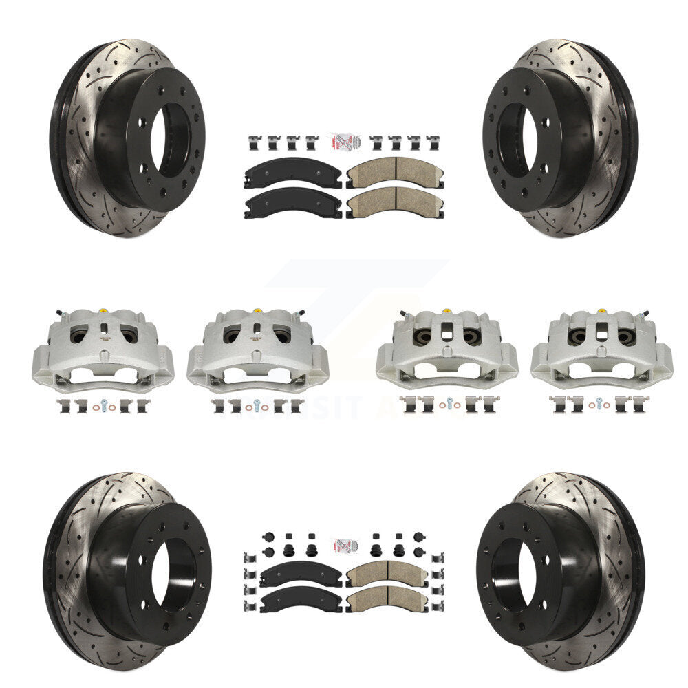 Front Rear Brake Caliper Drill Slot Rotors Ceramic Pad Kit (10Pc) For GMC Chevrolet 2500 KCD-100466N
