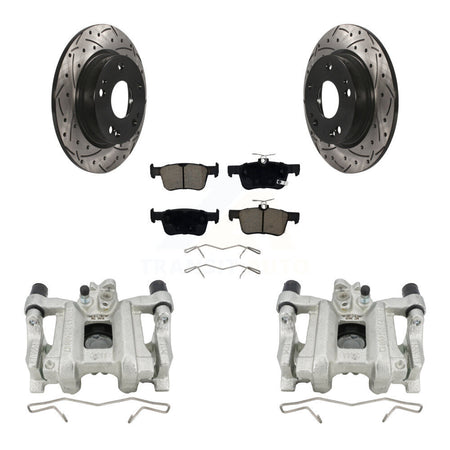 Rear Disc Brake Coated Caliper Drill Slot Rotors Ceramic Pad Kit For Honda Civic Insight KCD-100467C