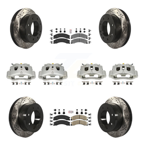 Front Rear Brake Caliper Drilled Slot Rotor Ameribrakes Pad Kit (10Pc) For GMC Chevrolet KCD-100467N