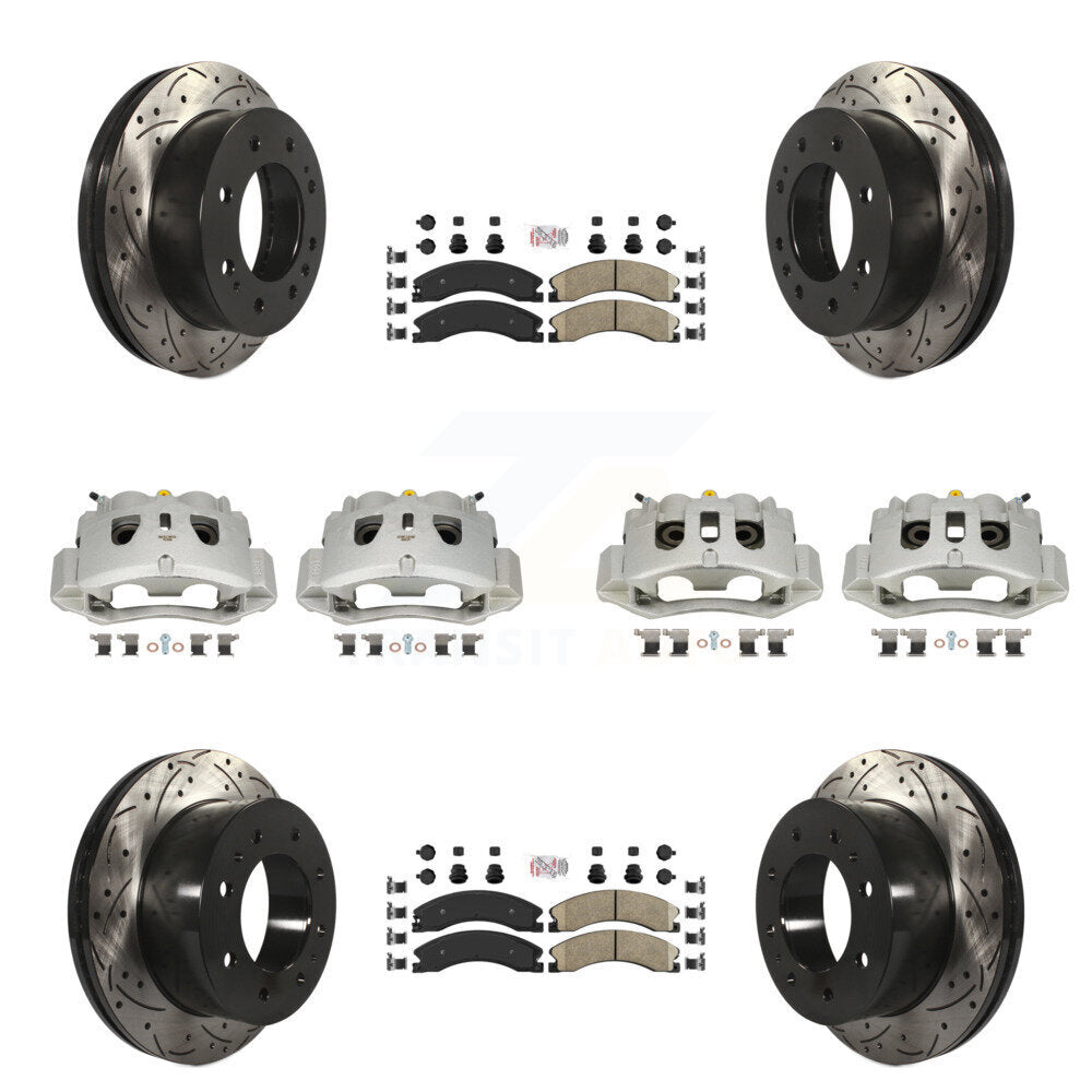 Front Rear Brake Caliper Drill Slot Rotors Ceramic Pad Kit (10Pc) For GMC Chevrolet 2500 KCD-100468N