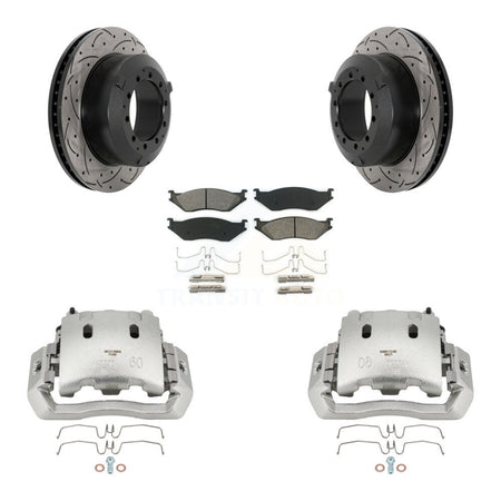 Rear Brake Caliper Drill Slot Rotors Semi-Metallic Pad Kit For Ford F-450 Super Duty LCF KCD-100468S