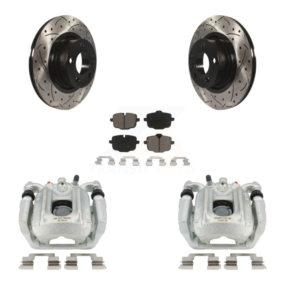 Rear Disc Brake Coated Caliper Drilled Slotted Rotors And Ceramic Pads Kit For 2012 BMW X3 From 10 11 KCD-100471C