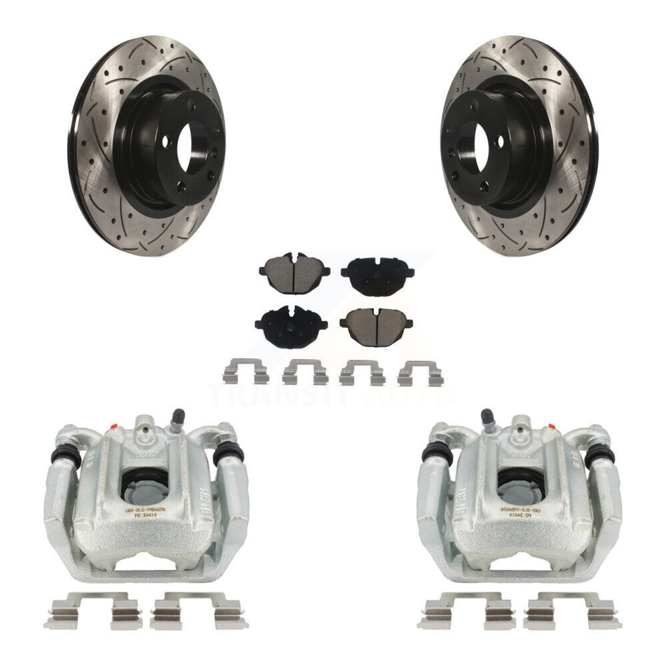 Rear Disc Brake Coated Caliper Drilled Slotted Rotors And Ceramic Pads Kit For BMW X3 X4 KCD-100472C