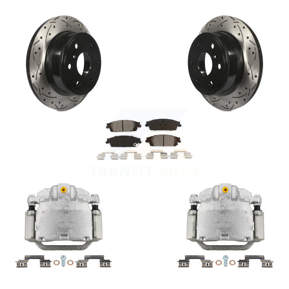 Rear Brake Caliper Drill Slot Rotors Semi-Metallic Pad Kit For GMC Chevrolet Sierra 1500 KCD-100472S