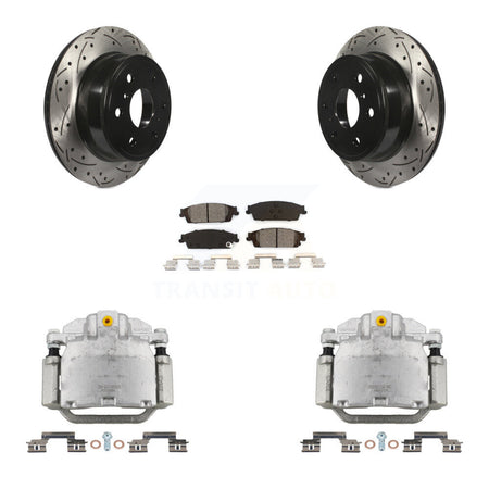 Rear Brake Caliper Drill Slot Rotors Semi-Metallic Pad Kit For GMC Chevrolet Sierra 1500 KCD-100472S
