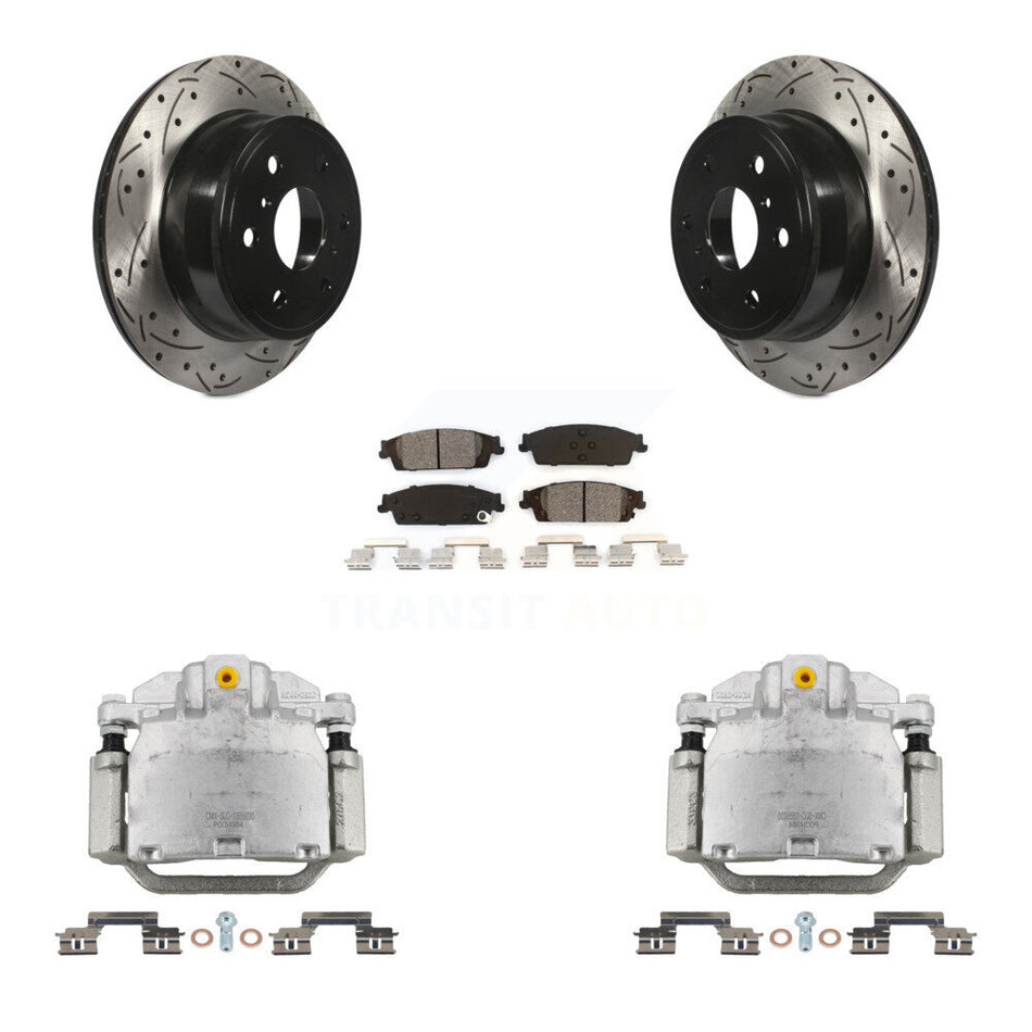 Rear Brake Caliper Drill Slot Rotors Semi-Metallic Pad Kit For GMC Chevrolet Sierra 1500 KCD-100472S