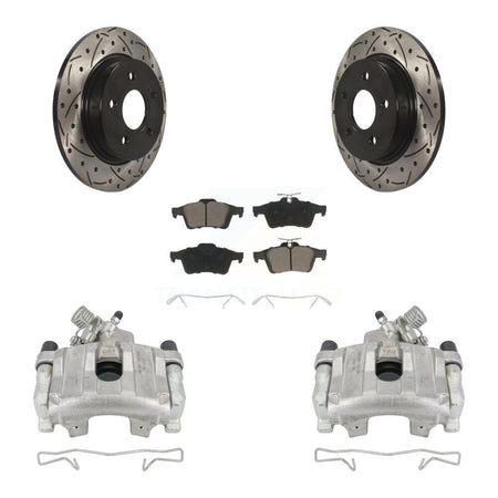 Rear Disc Brake Coated Caliper Drilled Slotted Rotors And Ceramic Pads Kit For Ford Focus KCD-100473C by Transit Auto