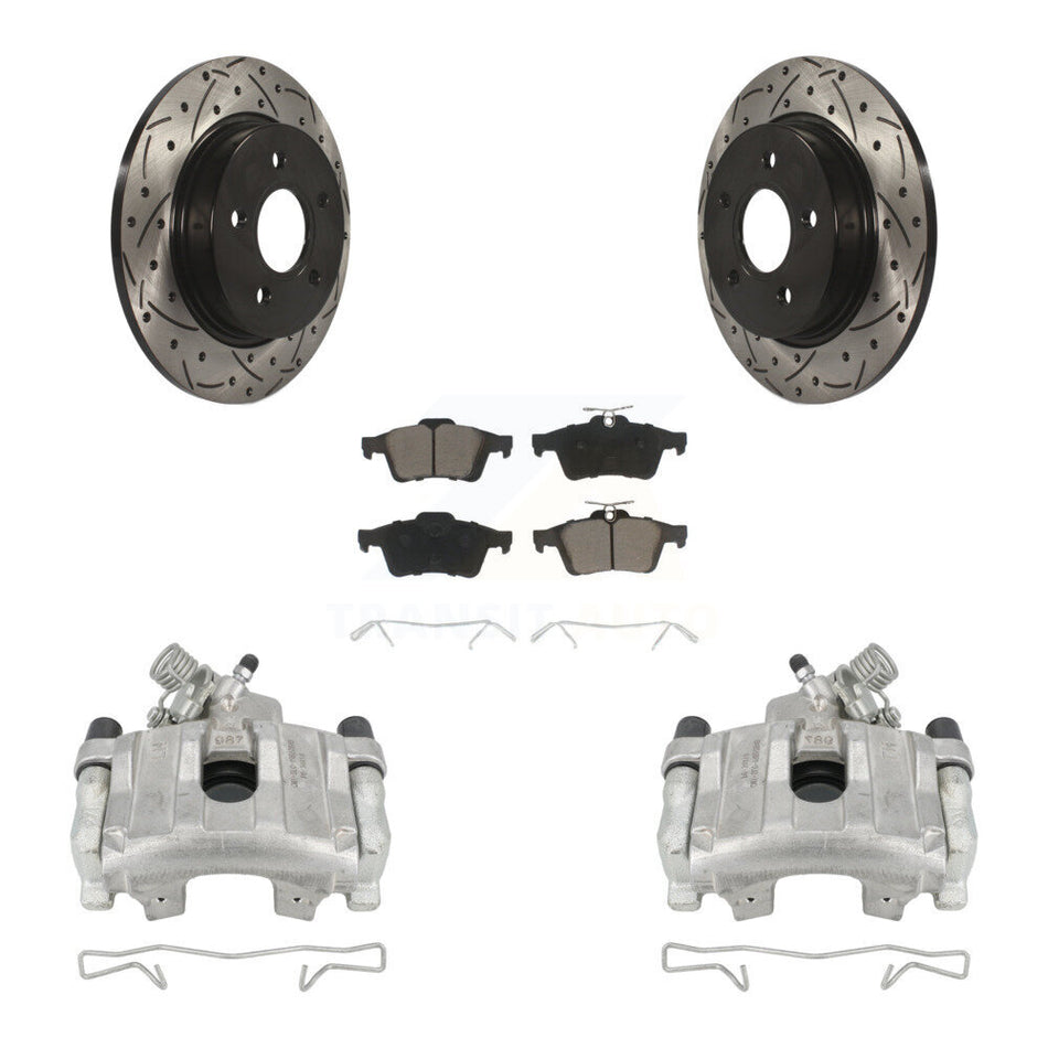 Rear Disc Brake Coated Caliper Drilled Slotted Rotors And Ceramic Pads Kit For Ford Focus KCD-100473C