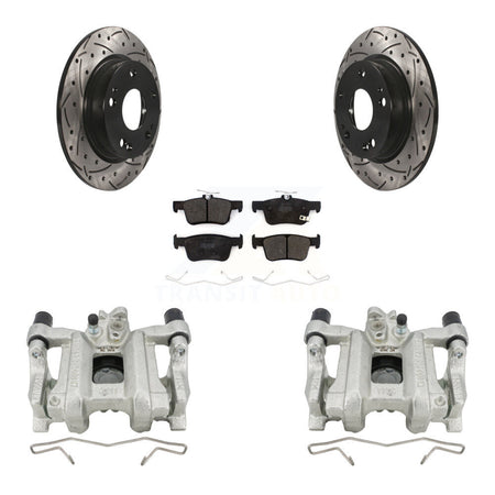 Rear Brake Coated Caliper Drill Slot Rotor Semi-Metallic Pad Kit For Honda Civic Insight KCD-100474P