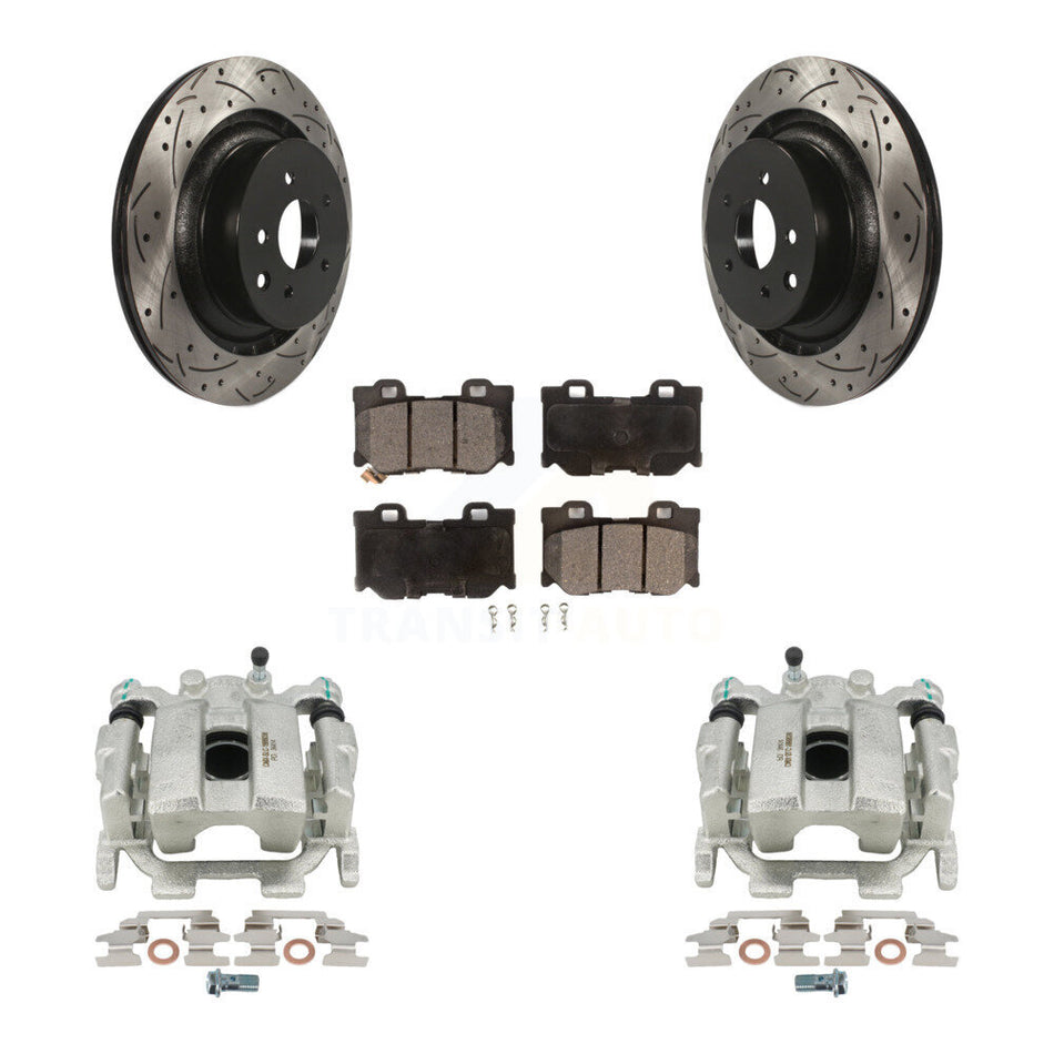Rear Disc Brake Coated Caliper Drilled Slotted Rotors And Ceramic Pads Kit For INFINITI G37 Nissan 370Z KCD-100474T