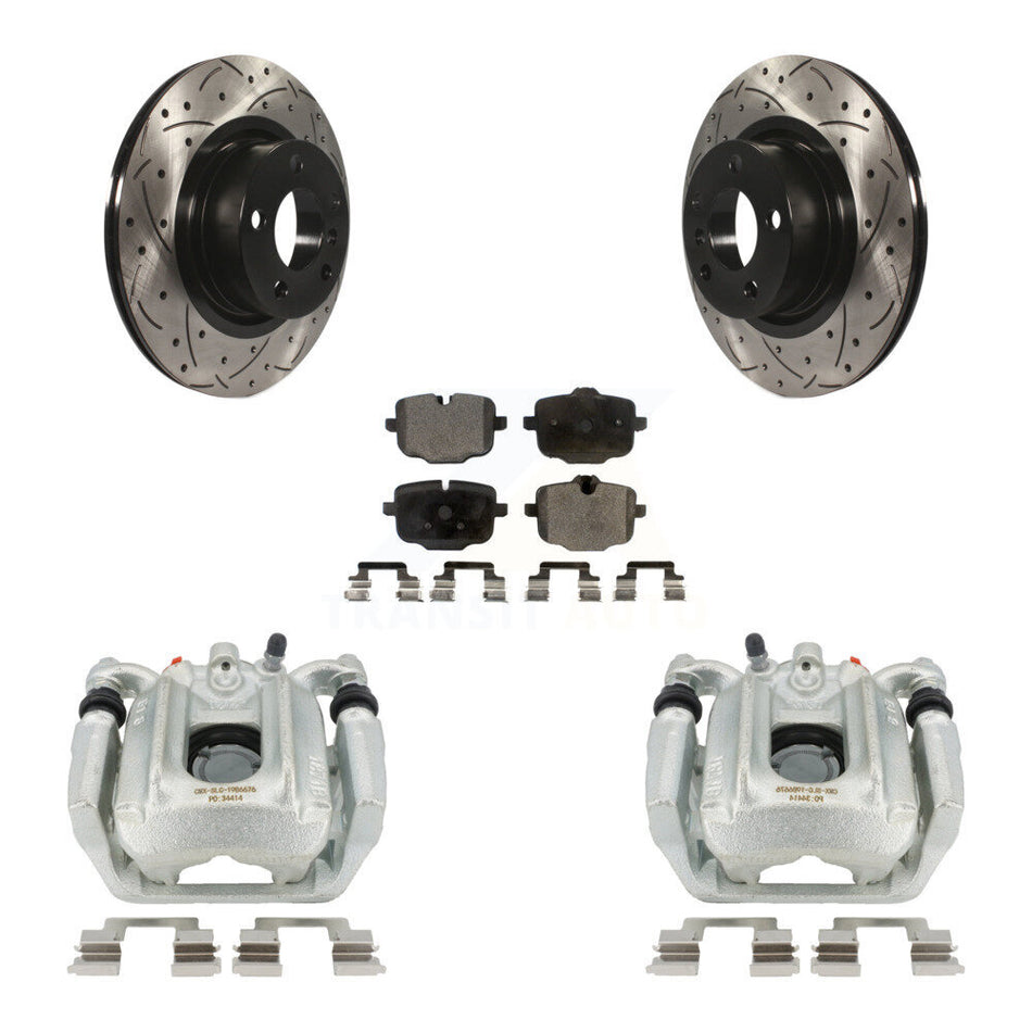 Rear Disc Brake Coated Caliper Drilled Slotted Rotors And Semi-Metallic Pads Kit For 2012 BMW X3 From 10 11 KCD-100478P