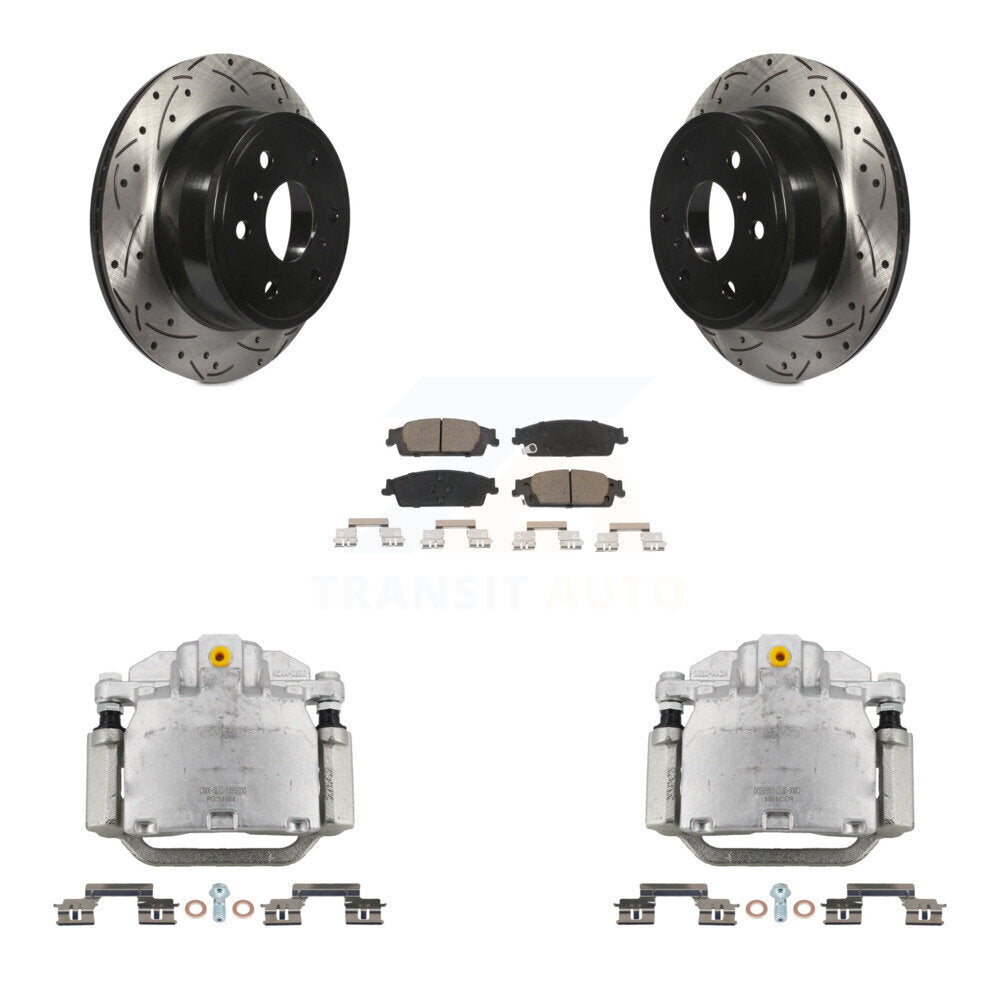 Rear Brake Caliper Drill Slot Rotors Ceramic Pad Kit For GMC Chevrolet Sierra 1500 Tahoe KCD-100479C