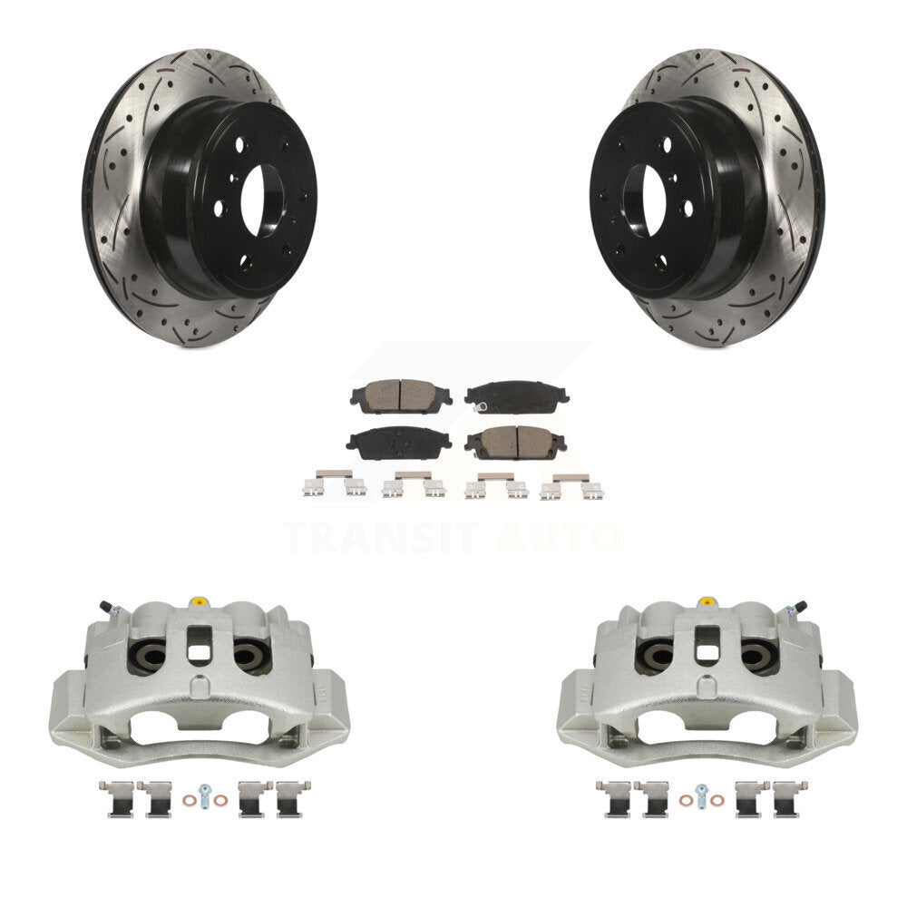 Rear Brake Coated Caliper Drill Slotted Rotors Ceramic Pad Kit For Chevrolet Suburban HD KCD-100480C