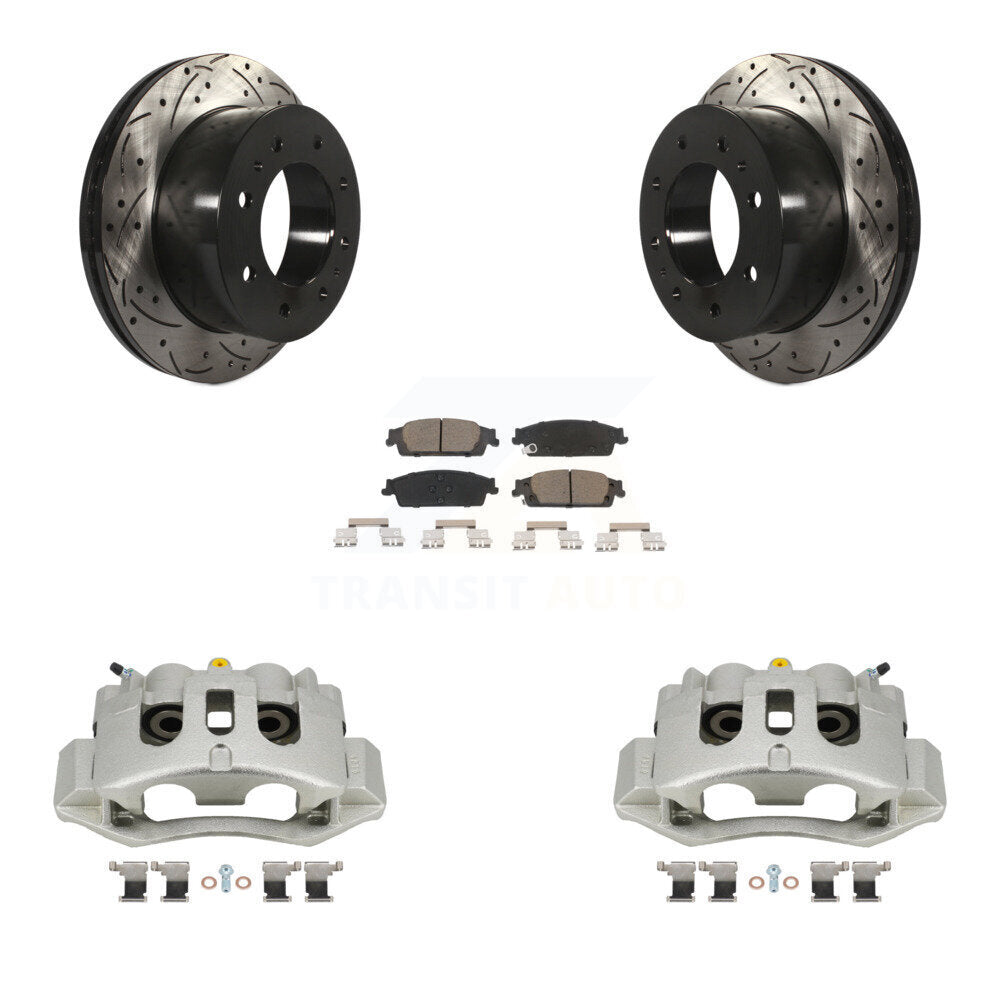 Rear Brake Caliper Drill Slot Rotors Ceramic Pad Kit For 2017-2019 Chevrolet Suburban HD KCD-100483C
