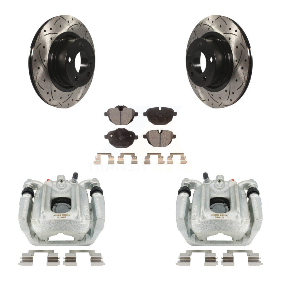 Rear Disc Brake Coated Caliper Drilled Slotted Rotors And Ceramic Pads Kit For BMW X3 X4 KCD-100483T