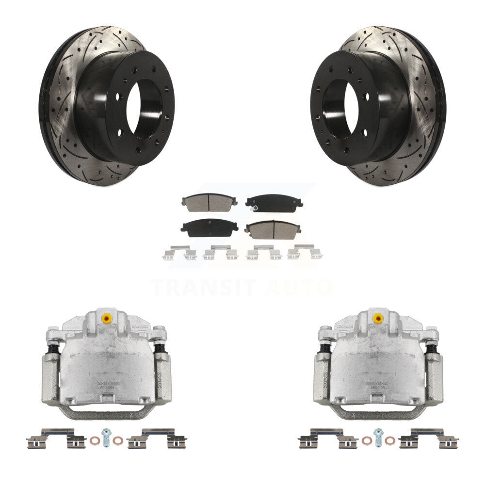 Rear Brake Caliper Drill Slot Rotors Ceramic Pad Kit For Chevrolet Silverado 1500 Hybrid KCD-100485C