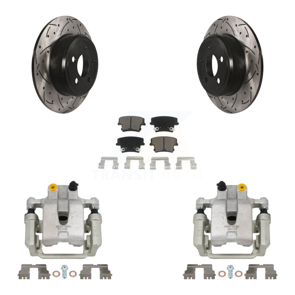 Rear Brake Coat Caliper Drill Slot Rotors Ceramic Pad Kit For Dodge Chrysler 300 Charger KCD-100486C