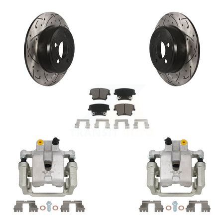 Rear Brake Coat Caliper Drill Slot Rotors Ceramic Pad Kit For Dodge Chrysler 300 Charger KCD-100486C