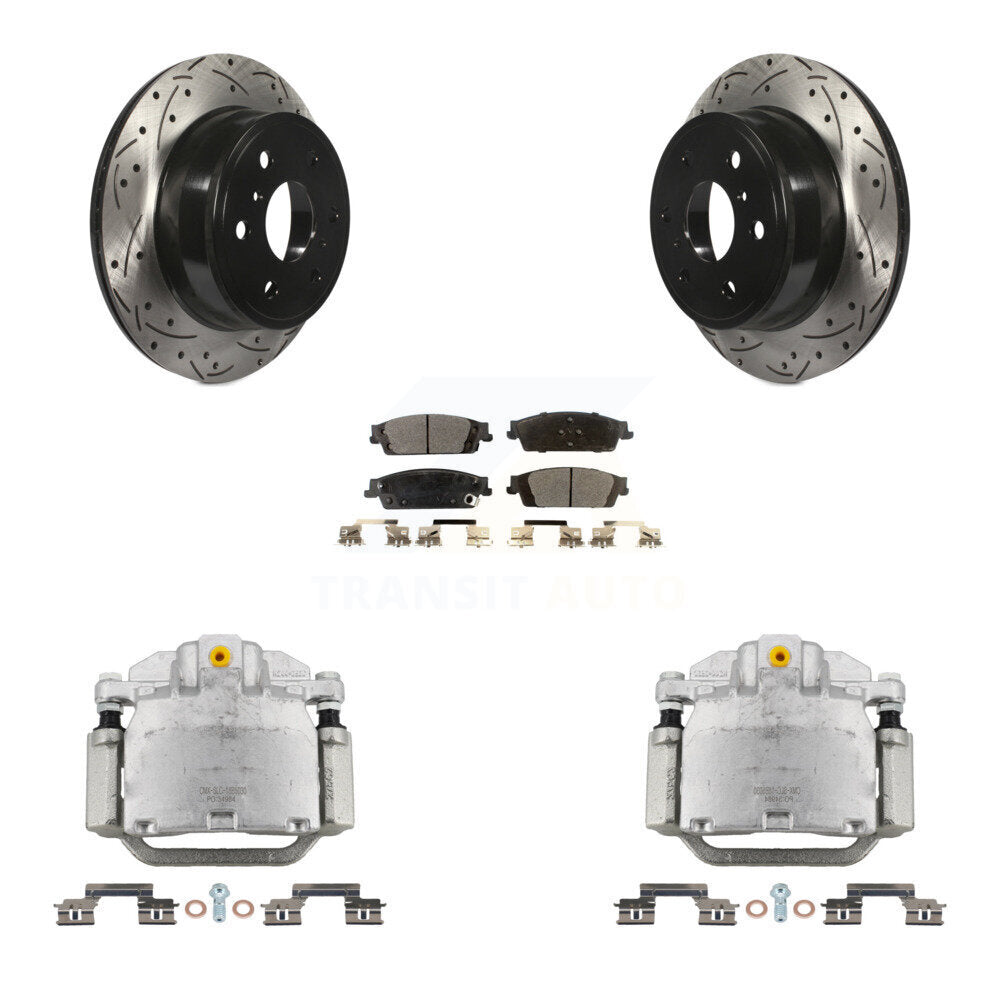 Rear Brake Caliper Drill Slot Rotors Semi-Metallic Pad Kit For GMC Chevrolet Sierra 1500 KCD-100486P