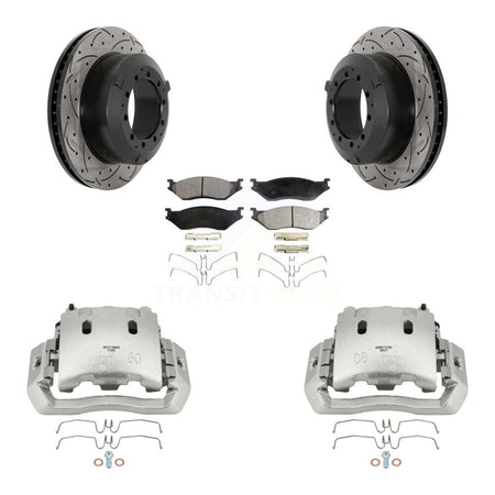 Rear Brake Caliper Drill Slot Rotors Ceramic Pad Kit For Ford F-450 Super Duty F-550 LCF KCD-100486T