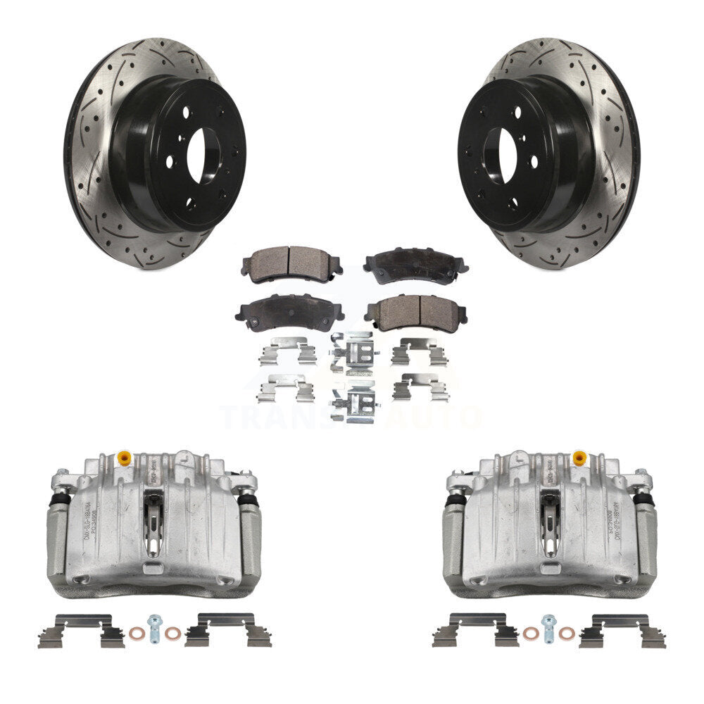 Rear Brake Caliper Drill Slotted Rotor Semi-Metallic Pad Kit For GMC Sierra 1500 Classic KCD-100488P