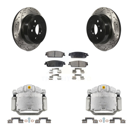 Rear Brake Caliper Drill Slot Rotors Ceramic Pad Kit For Chevrolet GMC Sierra 1500 Tahoe KCD-100489T