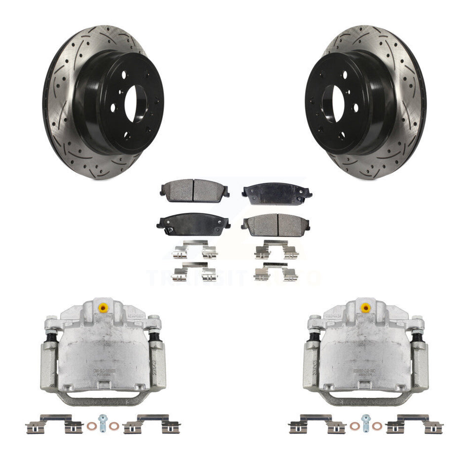 Rear Brake Caliper Drill Slot Rotors Ceramic Pad Kit For Chevrolet GMC Sierra 1500 Tahoe KCD-100489T